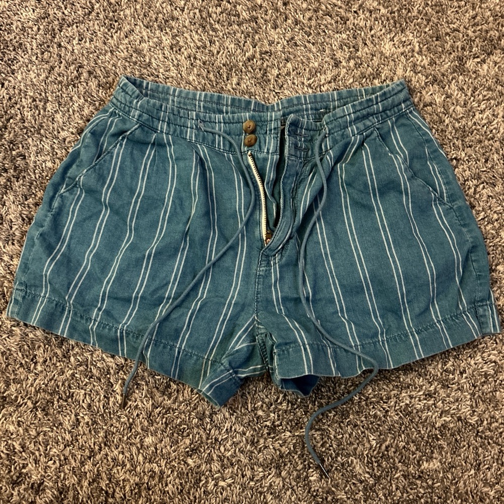 American Eagle Outfitters Blue Striped Jean Shorts